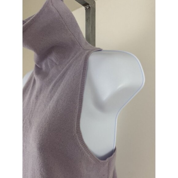 LUSSO Light Lavender Cashmere Mock Turtleneck Sleeveless Sweater Sz M - Picture 3 of 5